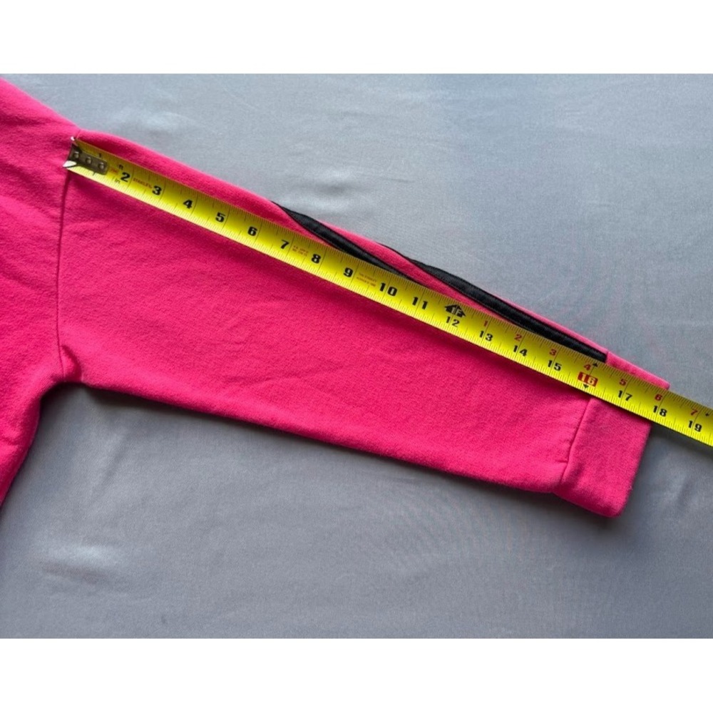 Adidas Youth Girls Crooped Hoodie M (10/12) Pink Logo 3 Stripe Pullover Pockets - Picture 8 of 14